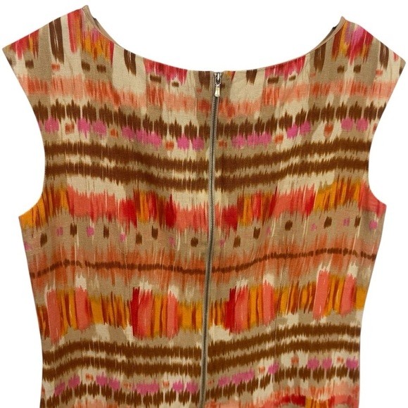 Tahari Multicolor Batik Print Shift Dress Linen Blend Mini Women’s Size 8 - Picture 6 of 12